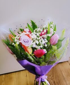 Rainbow tulip bouquet