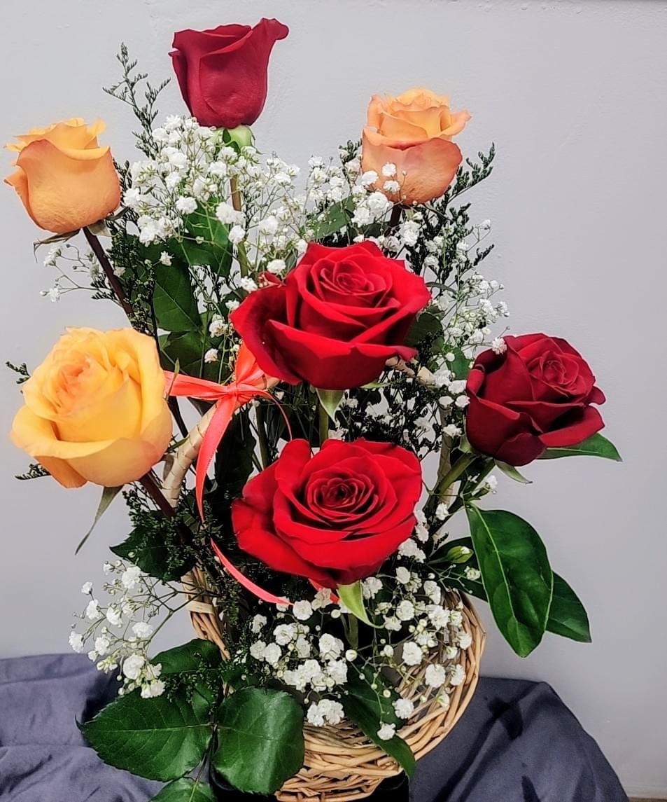 Full Bloom Roses Basket
